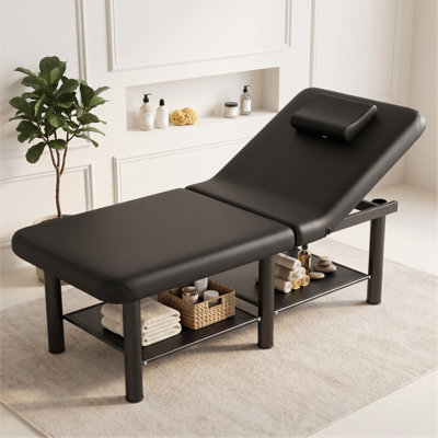 75" Professional Massage Table, Comfortable PU Leather Folding Table, Massage Bed With Adjustable Backrest And Head Pillow