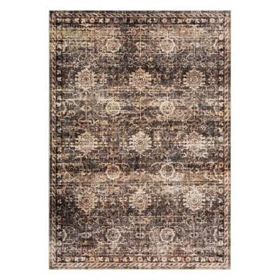 Washable Area Rug for Living Room – Boho Vintage Non-Slip Carpet – Soft, Mark Resistant Mat for Bedroom, Dining Room, Kitchen, Entryway – 5x7ft