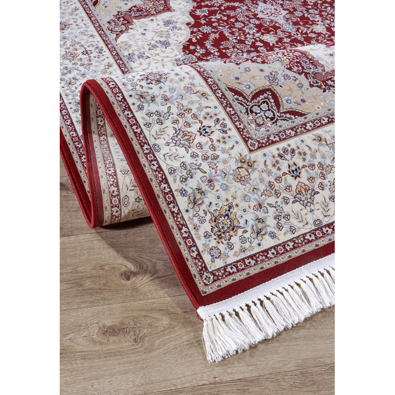 Kollektion 1870 Machine Woven Cream/Red Indoor Rug, Rectangle 128 x 190cm