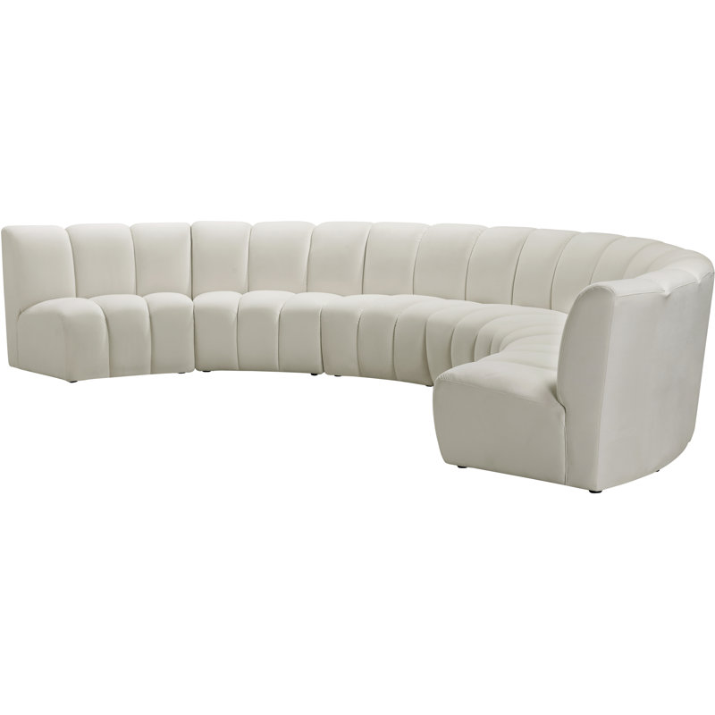 Canapé modulaire en velours Infinity, Velours crème, 6 pièces