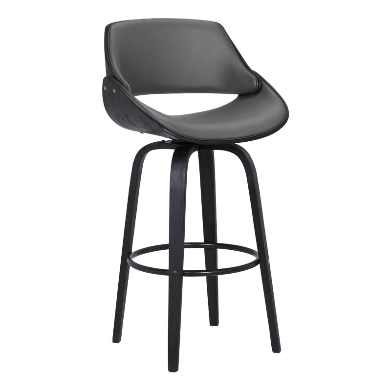 Farrish Swivel Upholstered Counter Stool, Black, Bar Stool (76cm Seat Height)