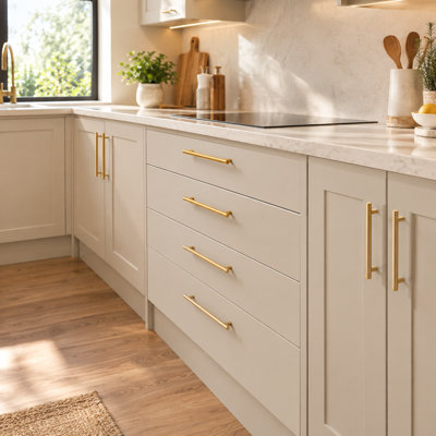 TRIXES 200 mm T-Bar Handles, 8-Pack | Gold-Finish Stainless Steel | Modern T-Bar Handles for Furniture | Suitable for Kitchen Cupboards, Drawers, Bathroom Cabinets & More | Easy Installation