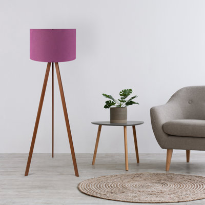 Lampe sur pied moderne avec motif lilas et brun, 15,0 x 55,1 pouces | Abat-jour 70% panneau de fibres à densité moyenne et 30% PVC | Douille E27 (40 W maximum) | Interrupteur marche / arrêt sur le câble | Éclairage élégant pour le salon, la chambre à coucher et les espaces de bureau