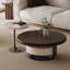 Black+Beige+White Sintered Stone+Manufactured Wood+Carbon Steel Round Coffee Table-130543472