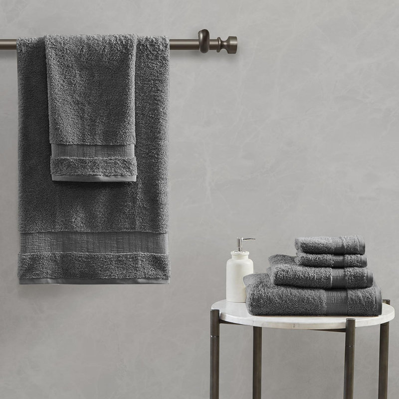 High-quality and durable 100% Egyptian-Like Cotton soft bath towels with high absorbency (set of six multi-sizes), Charcoal