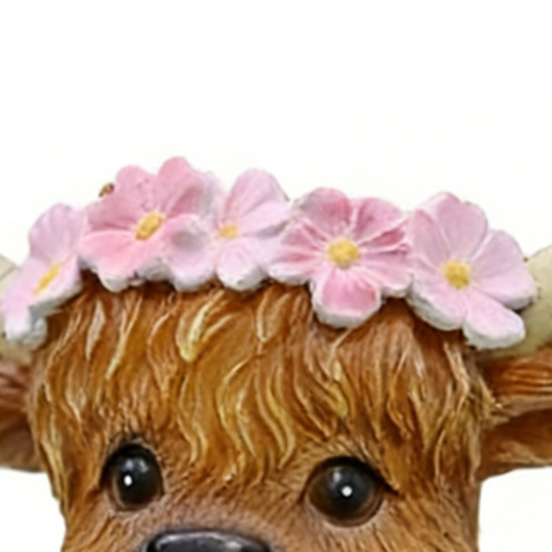 Figurine de vache Highland adorable statue en résine synthétique imperméable pour bureau