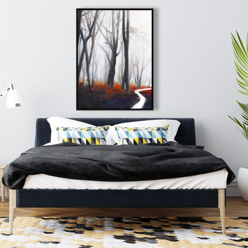Mysterious Forest With Stream Print On Canvas