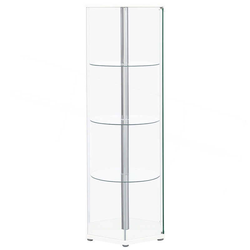 Vitrine hexagonale en verre transparent Tenley, Blanc
