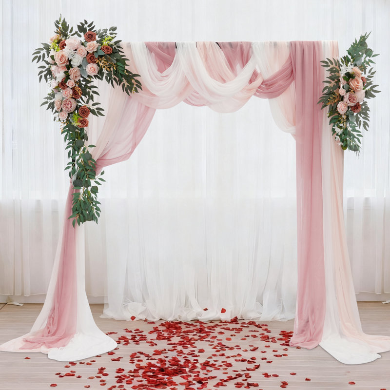 Arrangements de fleurs artificielles avec tulles pour une fête de mariage, Pink