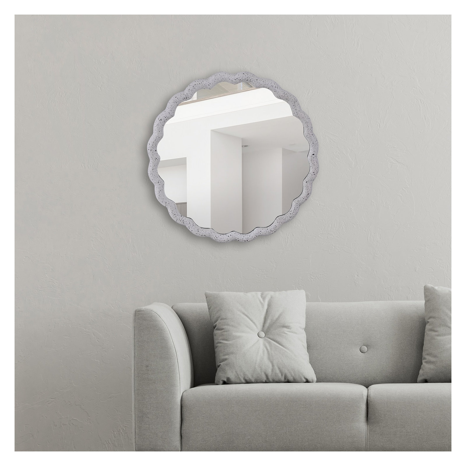 Aluminum Wave Mirror Medium, 27" x 27", White