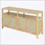Armoire de rangement en rotin de style bohémien avec structure en bois massif, buffet avec tablettes réglables à 3 positions pour le salon et la salle à manger, conception à pousser sans poignée-2132511970
