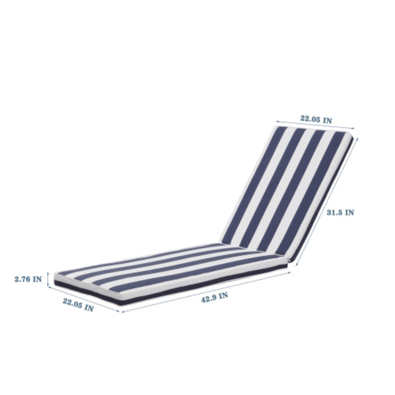 Outdoor Chaise Lounge Cushion 2PCS Set Replacement For Patio Furniture Seat, 74.41" W, 2.76", Blue