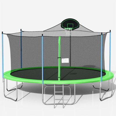 KISRAIS Round Backyard Trampoline with Safety Enclosure