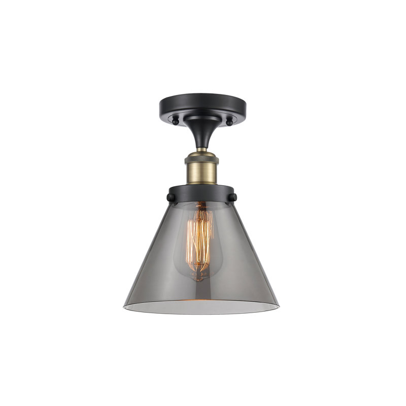 Plafonnier semi-encastré 1 lumière Ballston Urban Cone, H 13 po x l 8 po x P 8 po, Plaqué couleur fumée