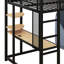 Lit mezzanine en métal avec bureau, tablettes, prise de courant, lumière DEL et garde-robe-933765096