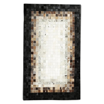Black And Beige Checkered Cowhide Rug