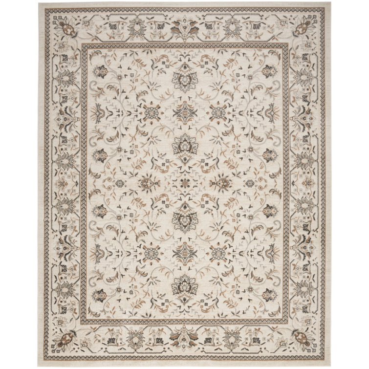 Keeley Oriental Machine Woven Polyester/Polypropylene Area Rug in Cream/Ivory