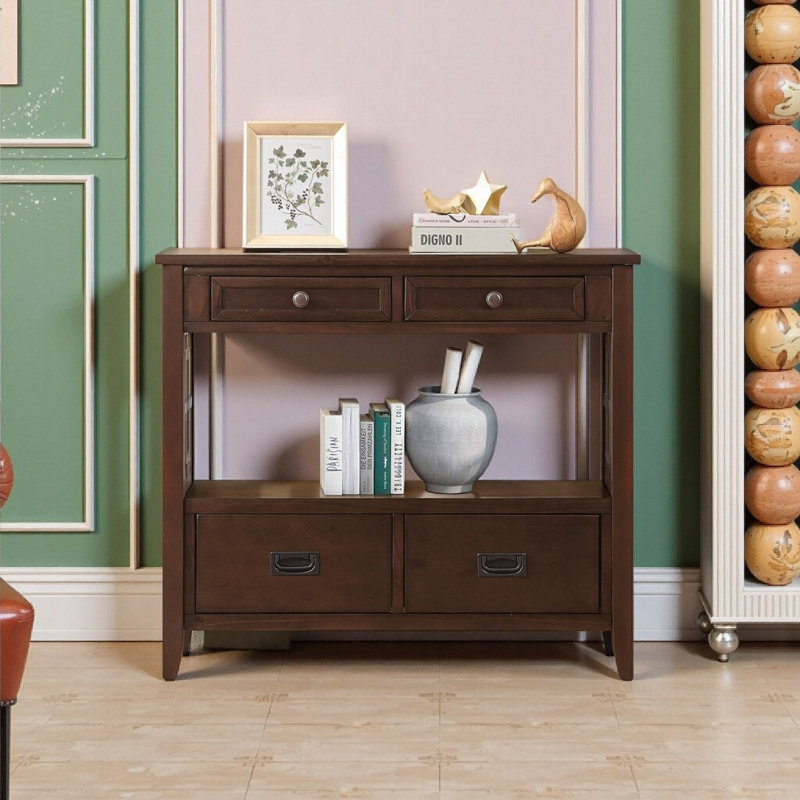 Estevon 36" Solid Pine Console table, Espresso