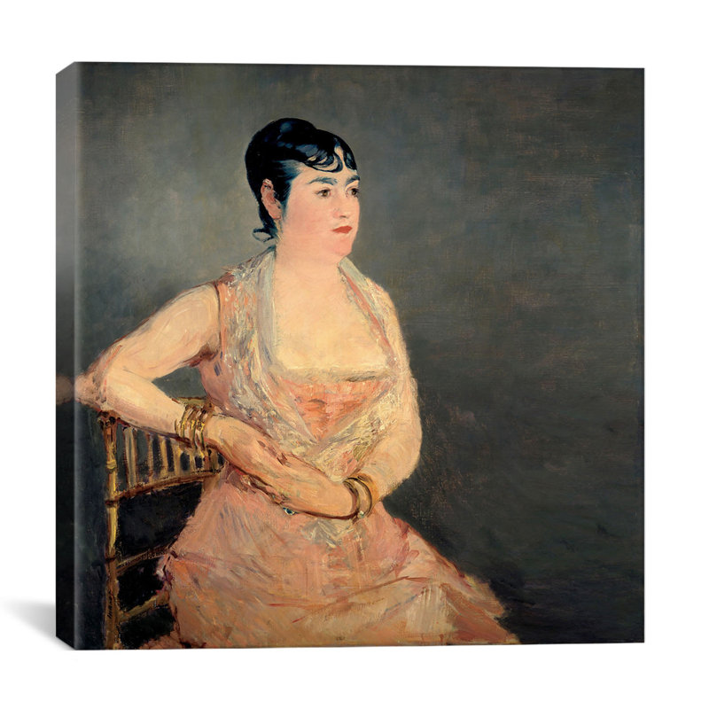 Reproduction d'art sur toile, "Lady" par Edward Manet, H 37 po x l 37 po x P 1,5 po, Toile tendue, Pas de tapis