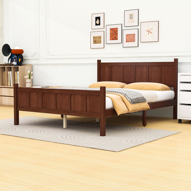 Lit plateforme avec tête de lit, Grand lit, Noyer foncé