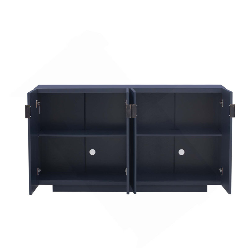 Buffet avec rangement, buffet avec amplement d'espace de rangement, crédence à 4 portes cannelées avec tablettes réglables pour la salle à manger et le salon