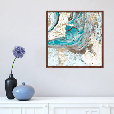 Turquoise I 1 Piece Single Picture Frame and Floater Frame Wall Art on Canvas