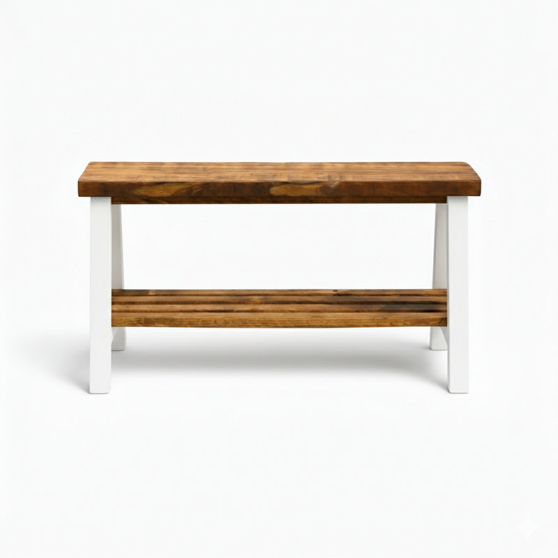 Banc de rangement Daigo, Brun clair / blanc
