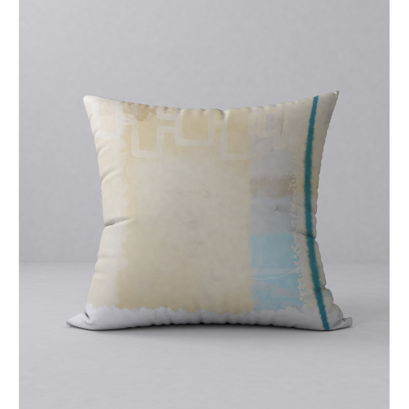 Reversible Throw Pillow, 24" x 24", Beige/Blue