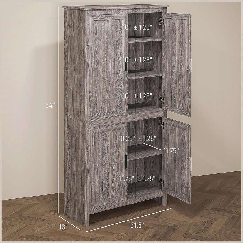 Armoire de rangement autoportante, garde-manger avec tablettes réglables