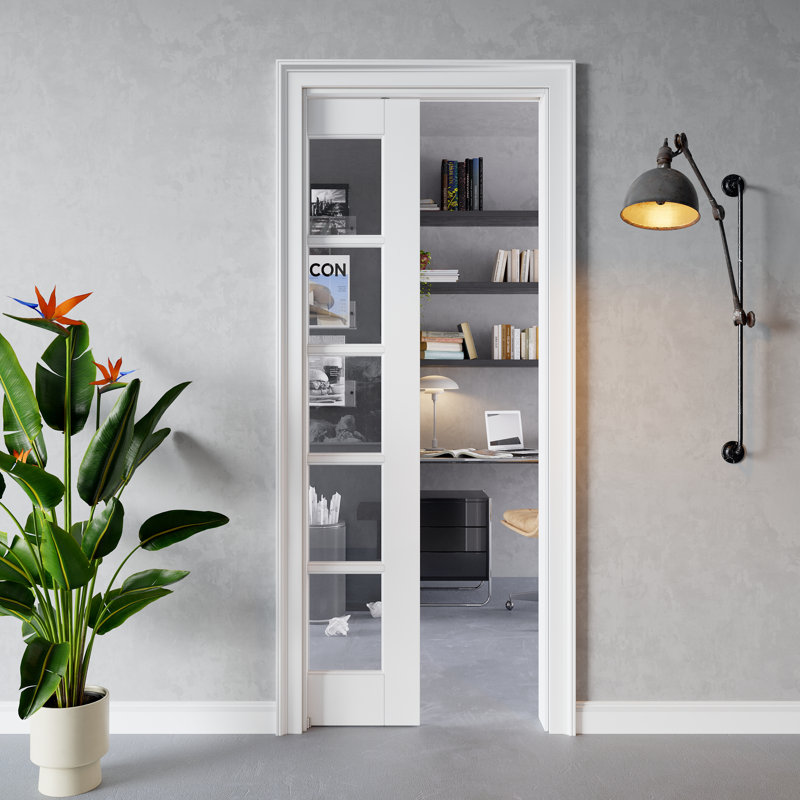 Porte coulissante intérieure à 10 carreaux en verre clair, en MDF CARB P2 et verre trempé SGCC, avec cadre renforcé et quincaillerie incluse, pour chambre à coucher, préfinie et imperméable, idéale pour garde-manger, chambre, salle de bain et placard, teinture facile à appliquer soi-même, 61 x 203 cm