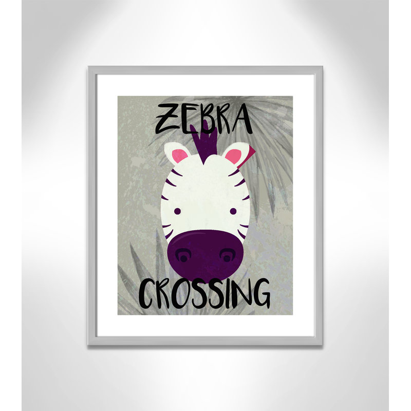 Impression sur papier Zebra Crossing, H 24,5 po x l 20,5 po x P 1,18 po, Encadré de boîte argent