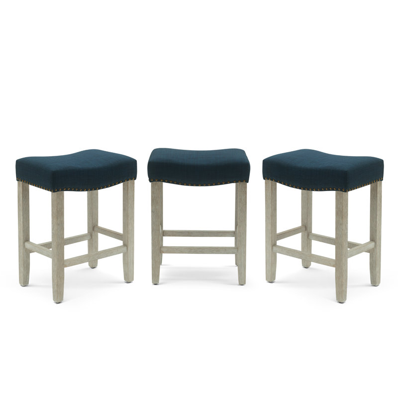 Tabouret Jameson, Tabouret de comptoir (siège d’une hauteur de 24, Tissu bleu marine / structure grise