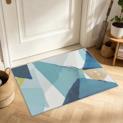 Tapis bleu sarcelle à motif abstrait pour le salon, doux et confortable, convient à toutes les saisons, facile à entretenir, tapis de sol intérieur lavable à la machine, sous la table de ferme convenant à la chambre à coucher, à la salle à manger, au bureau, au balcon, au patio