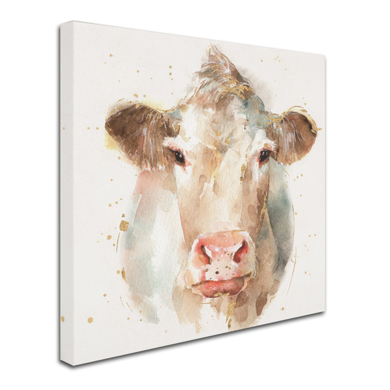 Farm Friends II Watercolor Cow Canvas Art