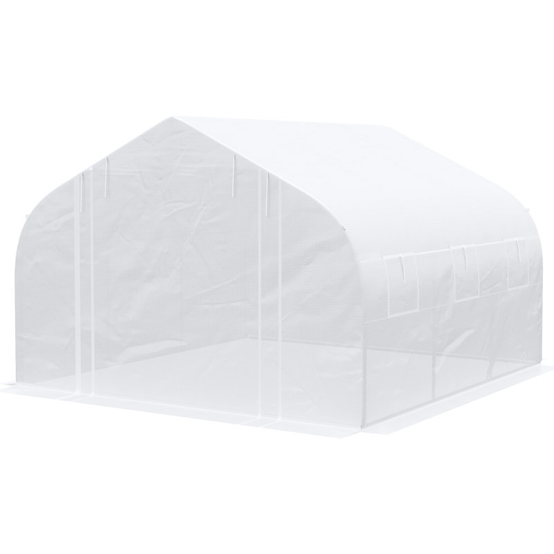 Serre 12 pi x 10 pi 7 pi, acier galvanisé, blanc, avec 6 fenêtres en maille pour améliorer la santé et le développement des plantes Grande serre 12 x 10 x 7, ventilée