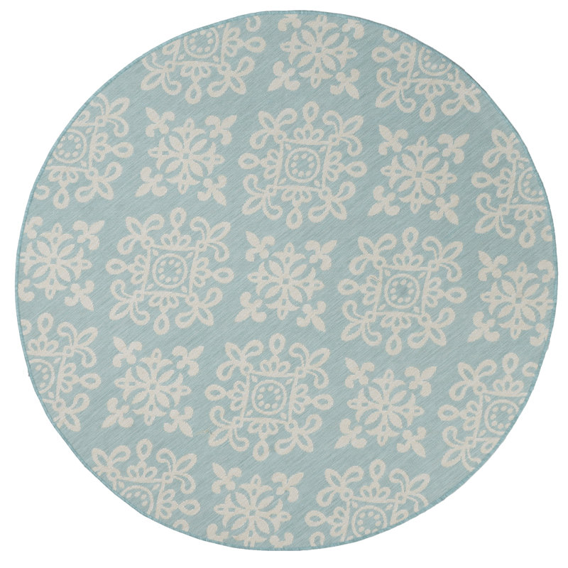 Tapis d'intérieur / extérieur géométrique de qualité supérieure IOED., Rond 6 pi 7 po