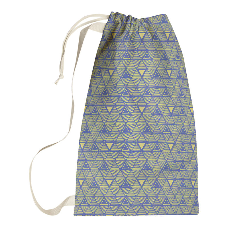 Sac à linge triangles dessinés à la main, H 29 po x l 18 po x P 1,5 po, Bleu/jaune