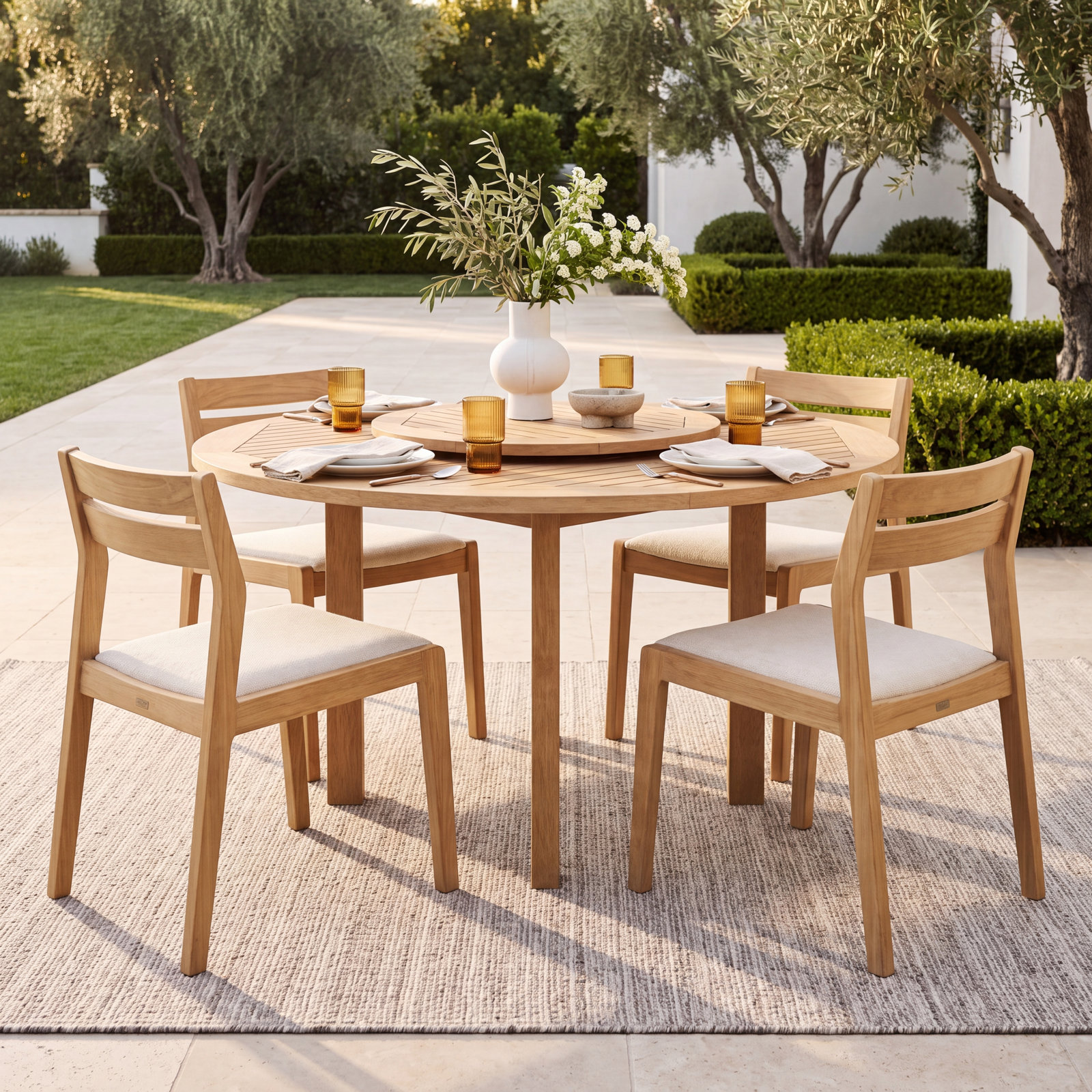 Alyisa 59 " Eucalyptus Patio Dining Table