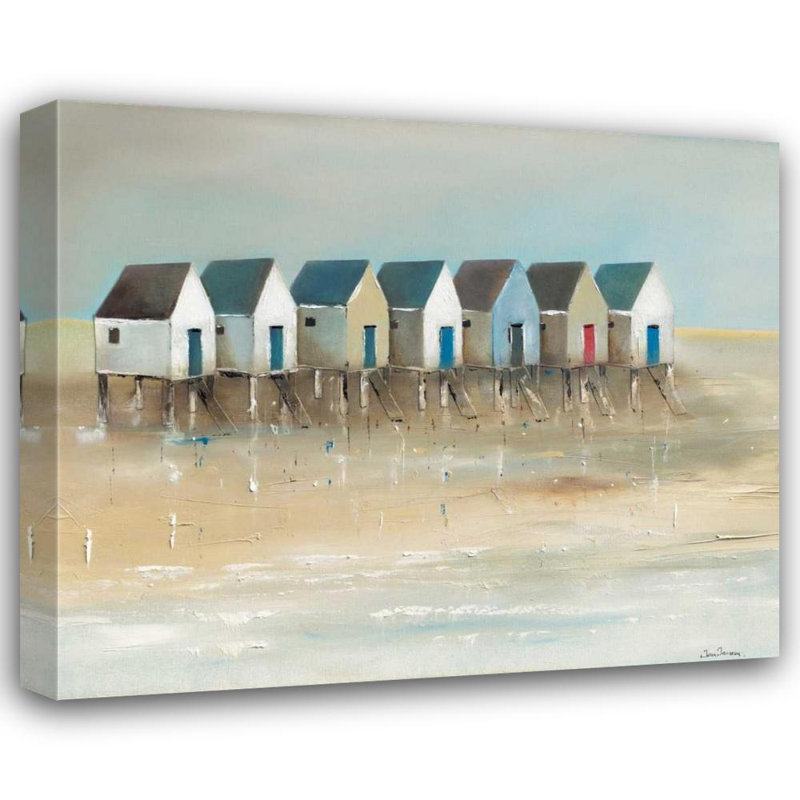 «Dovecove Jauneau», galerie d'art Jean sur toile tendue: Beach cabins I, H 15 po x l 17 po