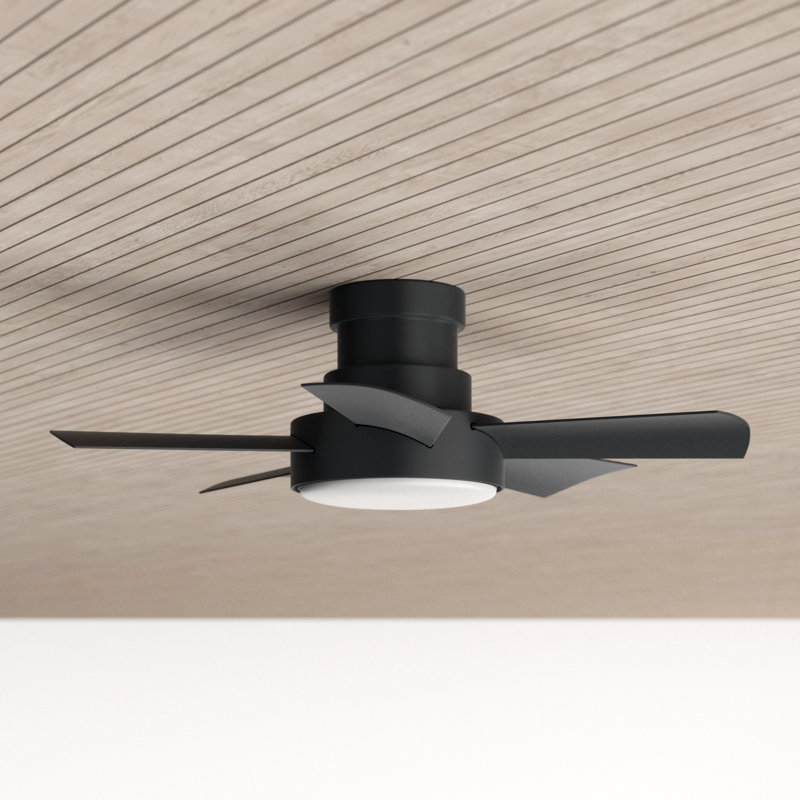 Vox 5 - Blade Indoor/Outdoor Smart Flush Mount Ceiling Fan with Remote Control and LED Light Kit, Works With Alexa and iOS or Android App