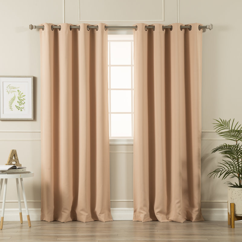 Adina Sevan Solid Thermal Grommet Curtain Panels, 52"W x 120"L, Blush
