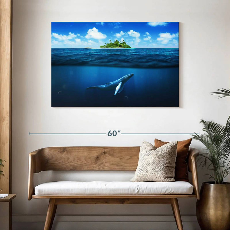 Whale Under Island, 30" H x 45" W