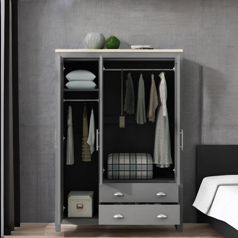 Armoire de rangement à trois portes, Argent