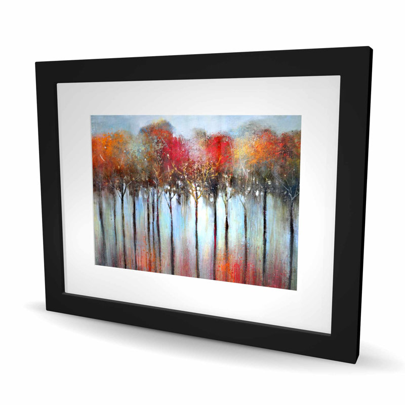 Forêt abstraite et colorée - Impression d'arbres de bureau encadrés
