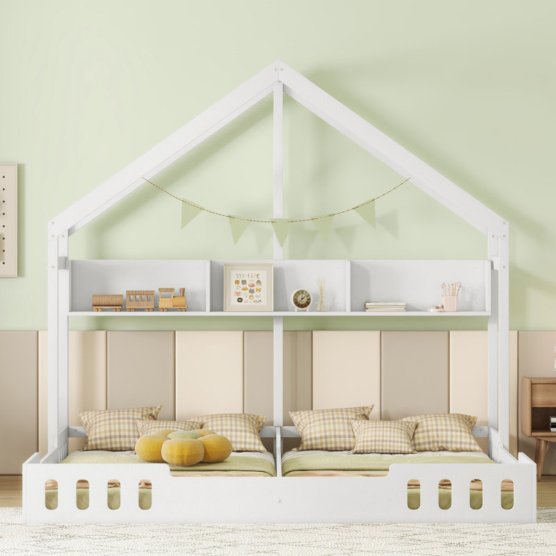 Lit plateforme House avec tablettes et garde-corps