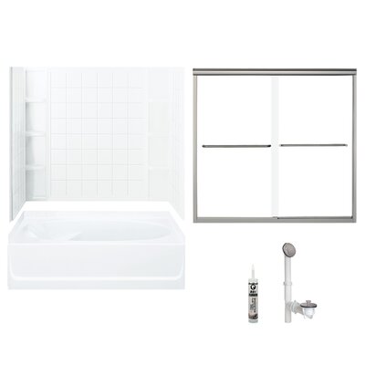 60"" W x 72"" H Frameless Rectangle Sliding Tub & Shower Kit with Towel Bar and Base Included -  Sterling by Kohler, 7110R-5405NC-B-0