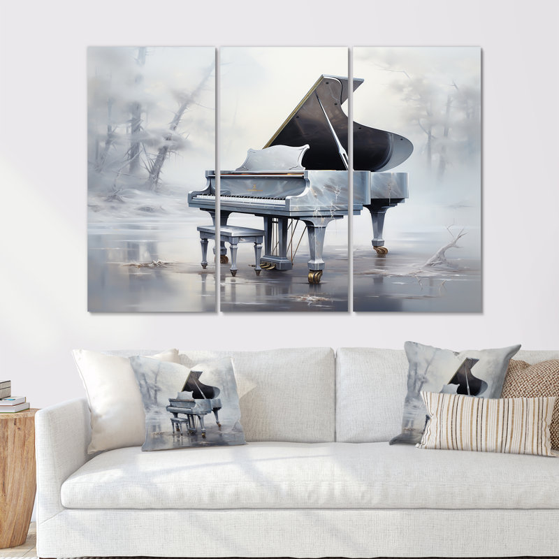Gray Gray Winter Echoes - Piano, art sur toile, H 28 po x l 36 po x P 1 po