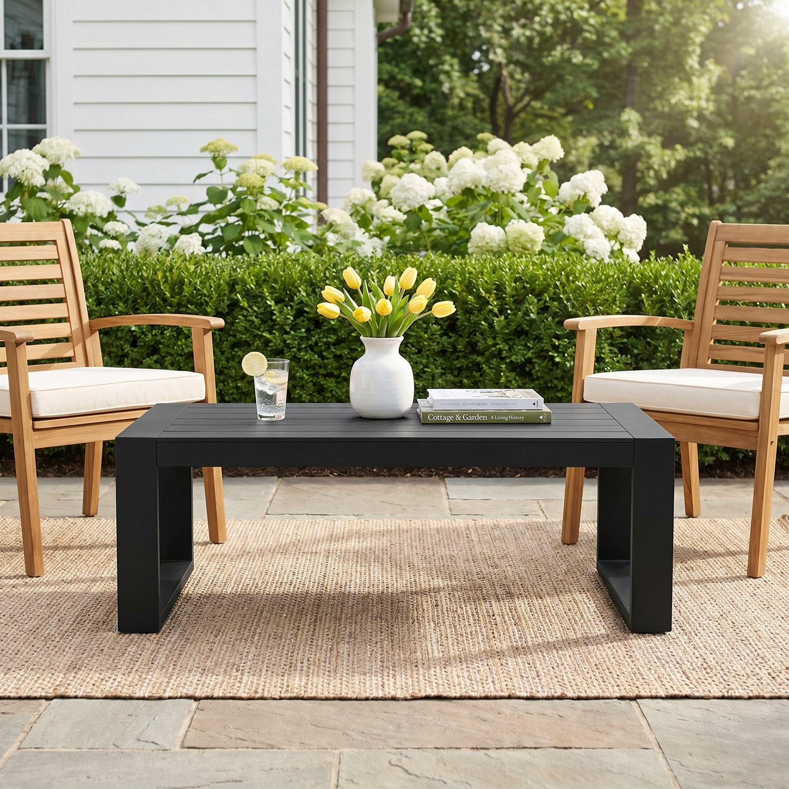 Dover 46'' Metal Outdoor Coffee Table, Black