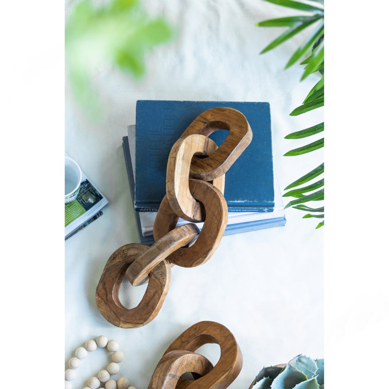 S/2 1.6X5.1X19.7" Decorative Teak Chain Decor