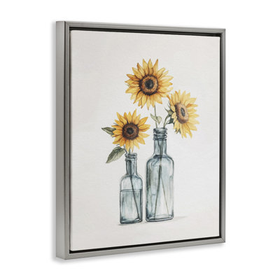 «Sunflowers in Bottles Trio», art mural encadré par Svetlana Aleynikova